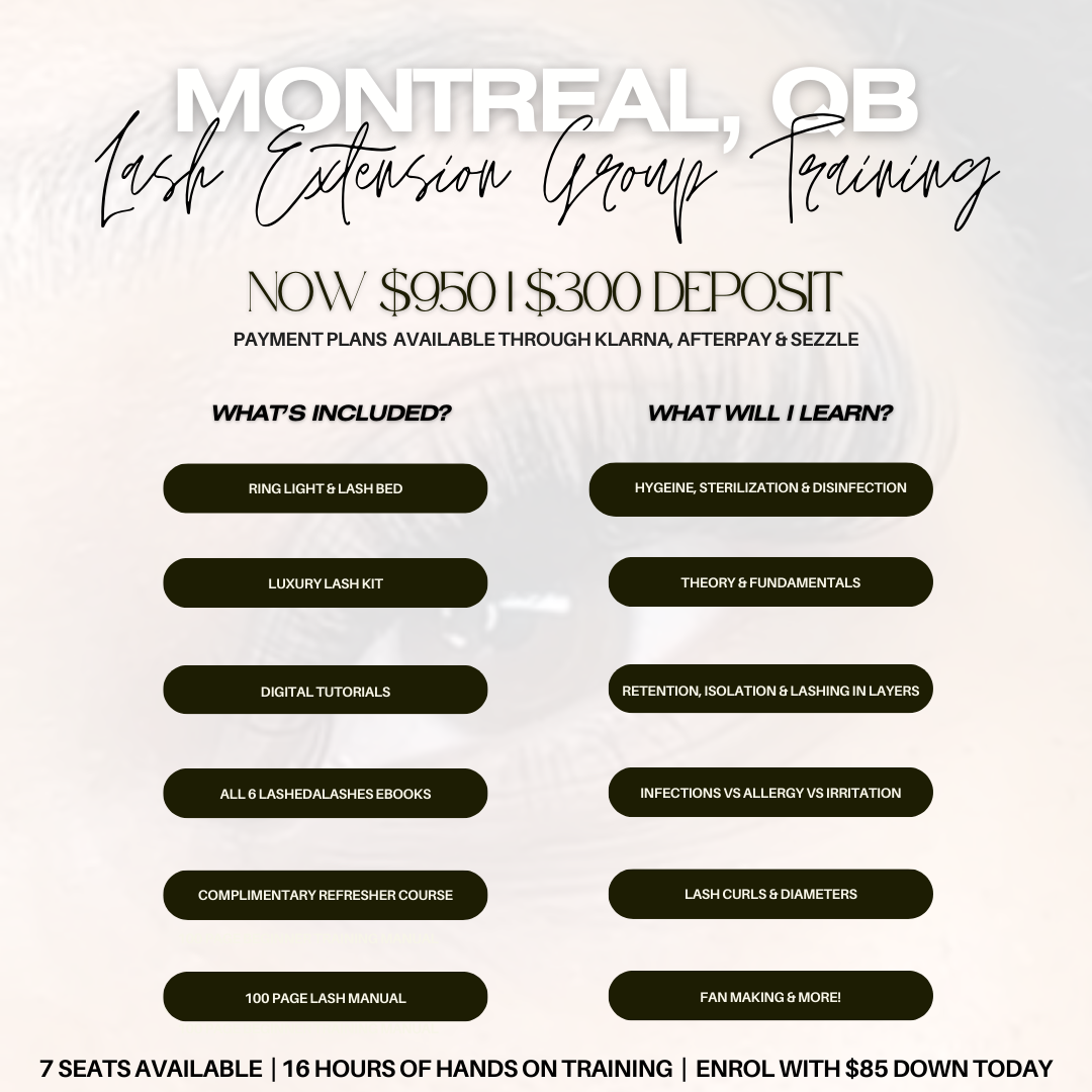 Montreal Lash Extension Group Training Sept 14th - 15th 2024