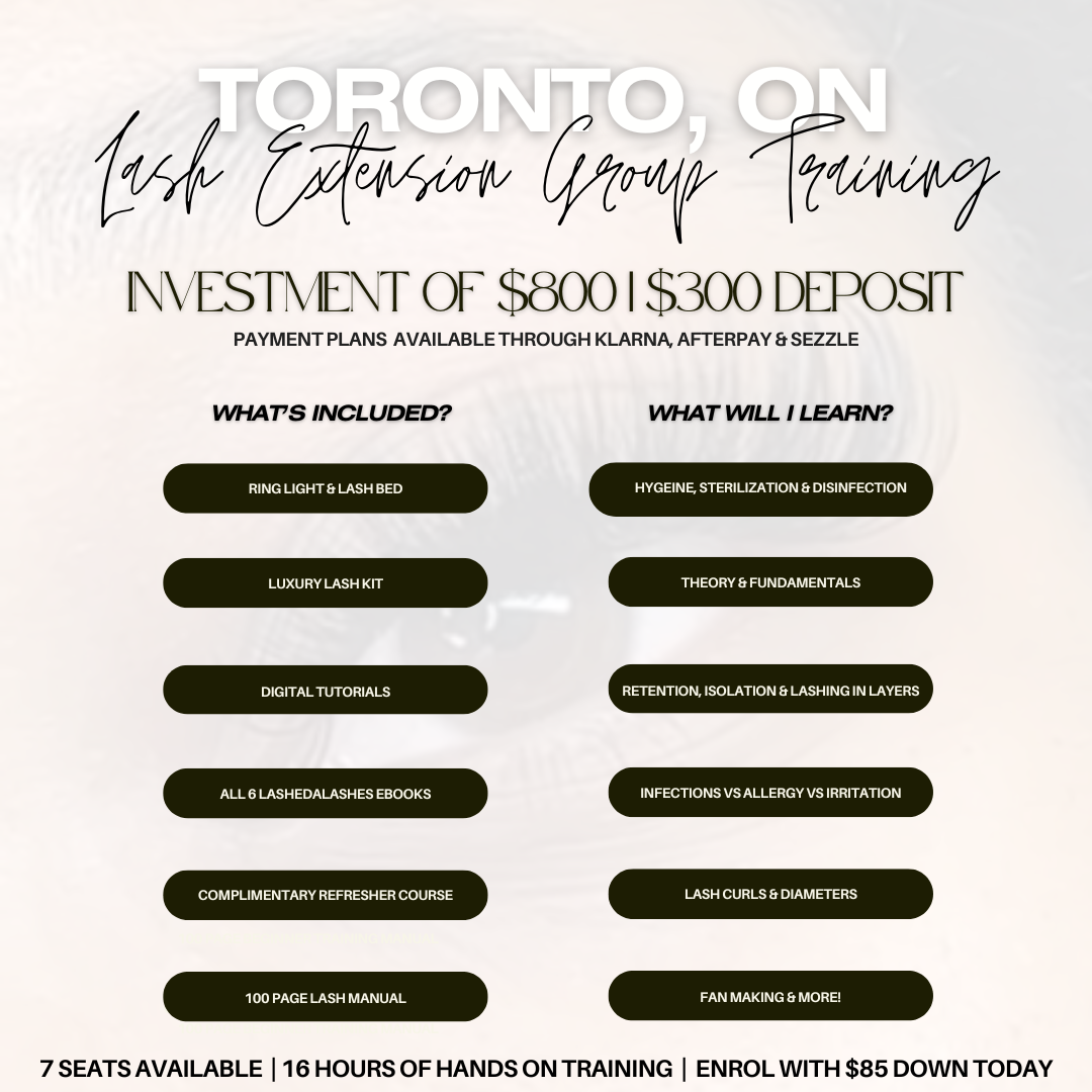 Toronto Lash Extension Group Training June 22nd - 23rd 2024